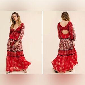 Free People Bali Laurel Tiered Maxi Sundress | Balloon Sleeve | $298 Retail